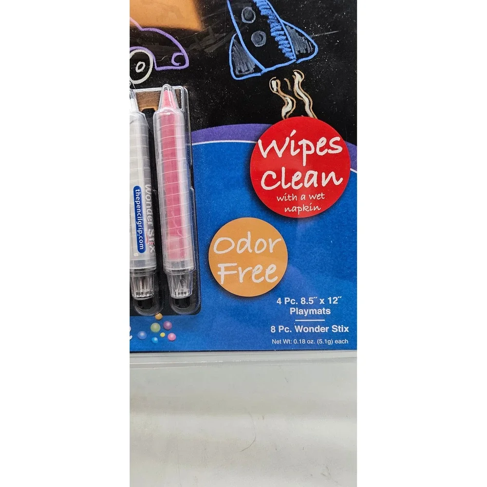 Create Every Day Wonder Stix 4 Playmats 8 Washable Crayons Dust Free Odor Free